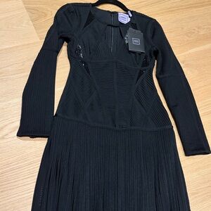 Herve Leger Black Long Sleeve Dress
